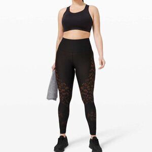 LULULEMON Mapped Out High Rise Tight 28" Camo Black / Brick Size 6